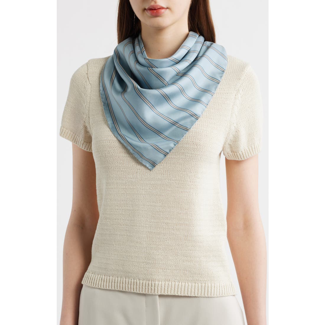 Vince Stripe Silk Twill Scarf