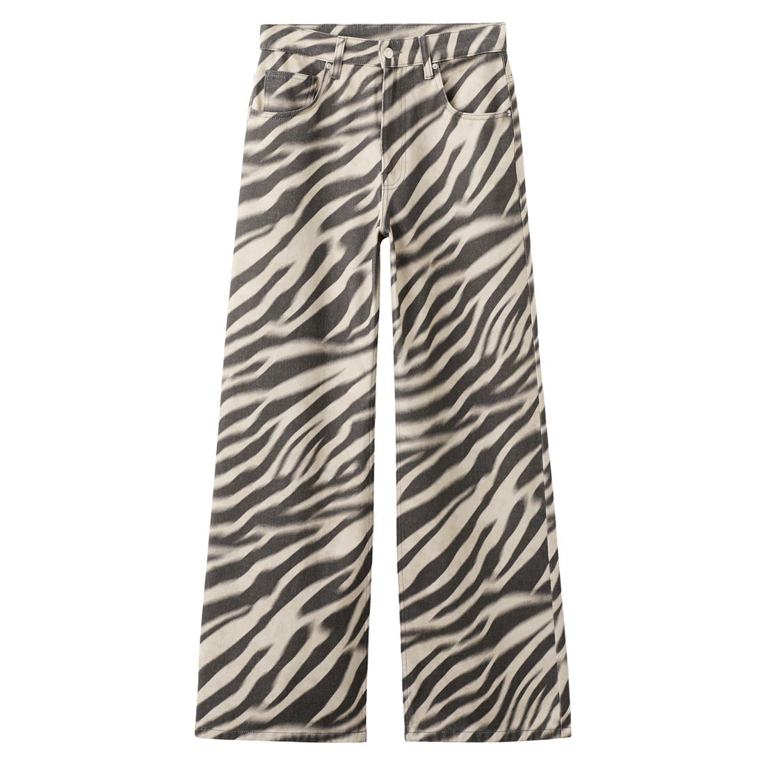 Mango Zebra Print Straight Leg Jeans