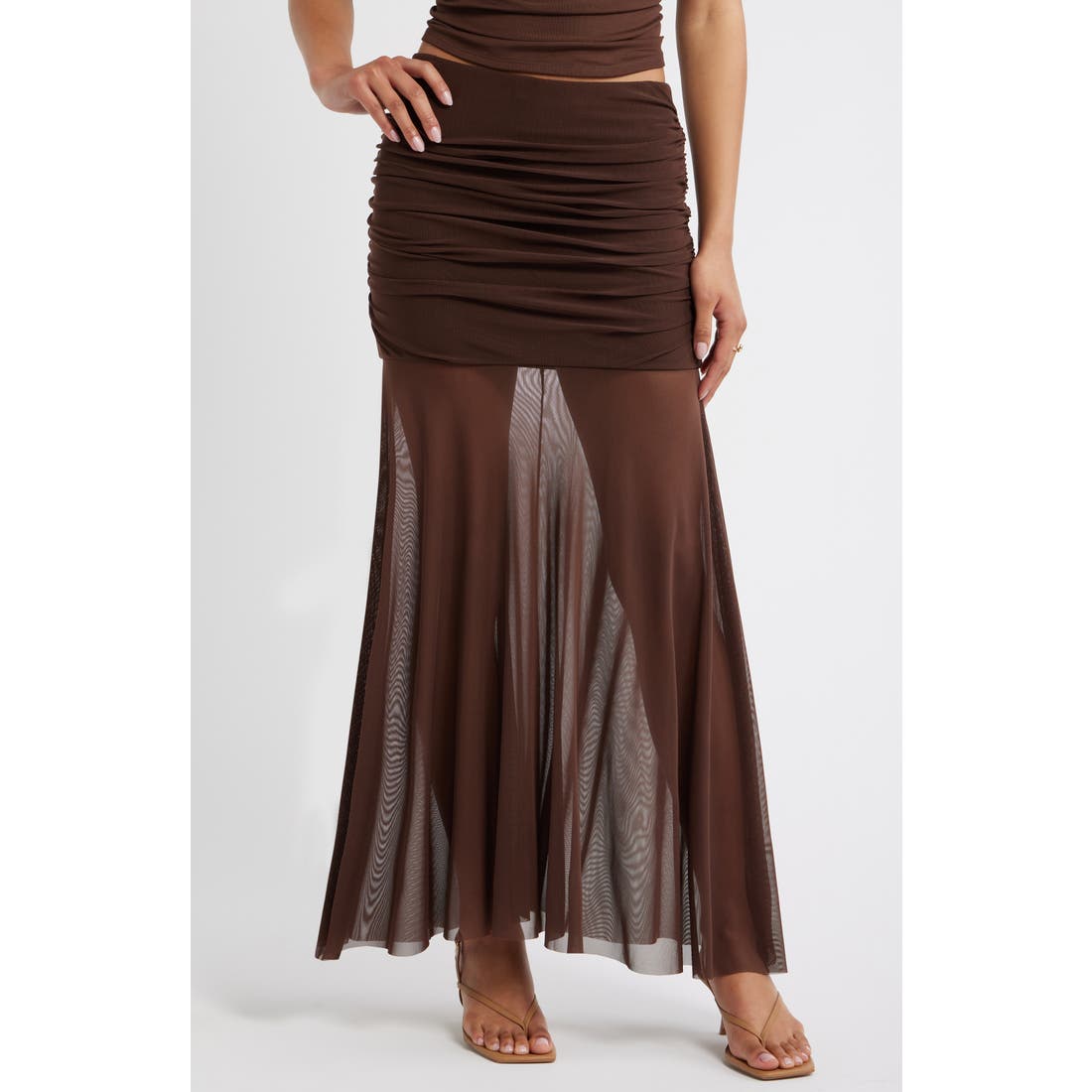Open Edit Mesh Maxi Skirt