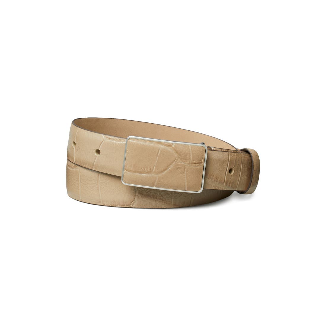 Tory Burch Croc Embossed Leather Plate Belt