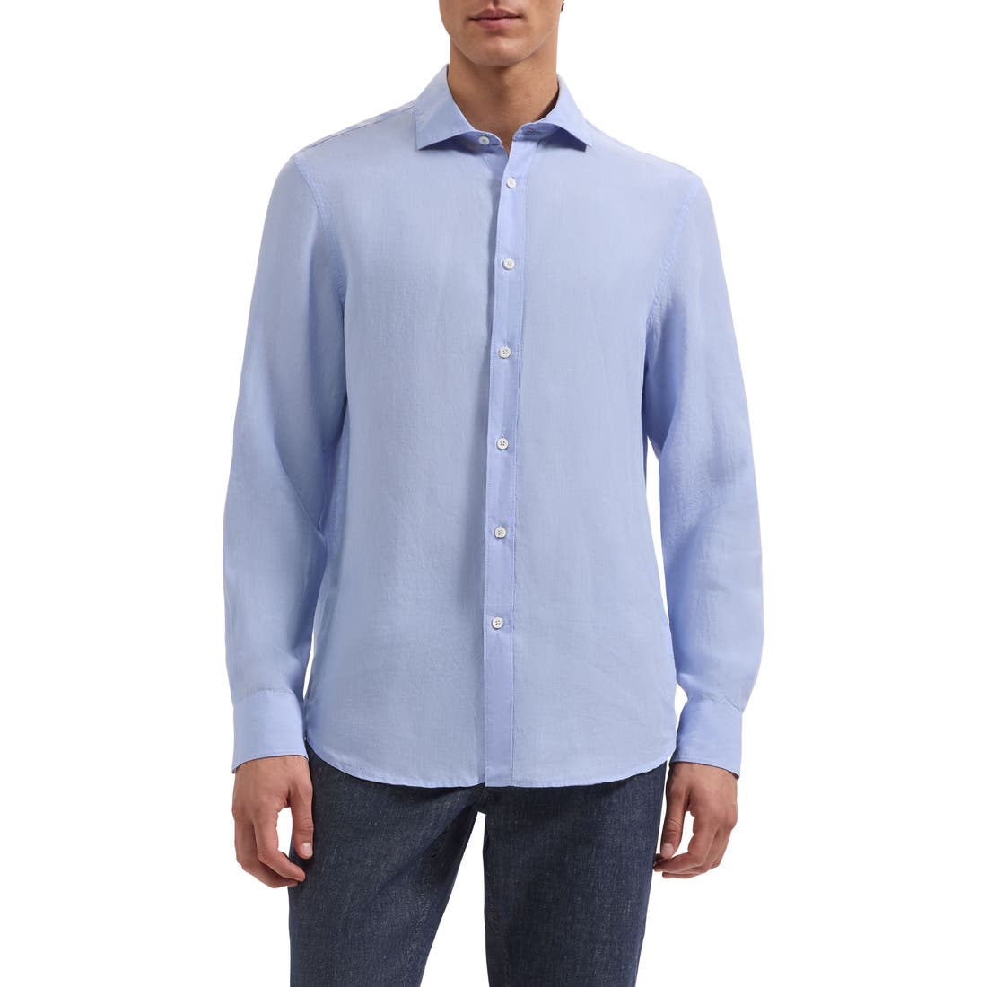 Bugatchi Axel Shaped Fit Linen Button-Up Shirt