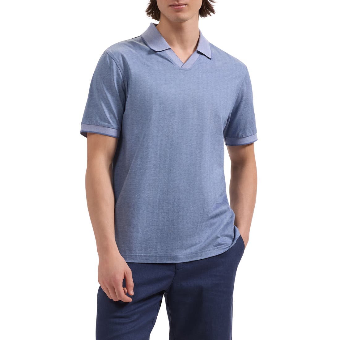 Bugatchi Tipped Johnny Collar Polo