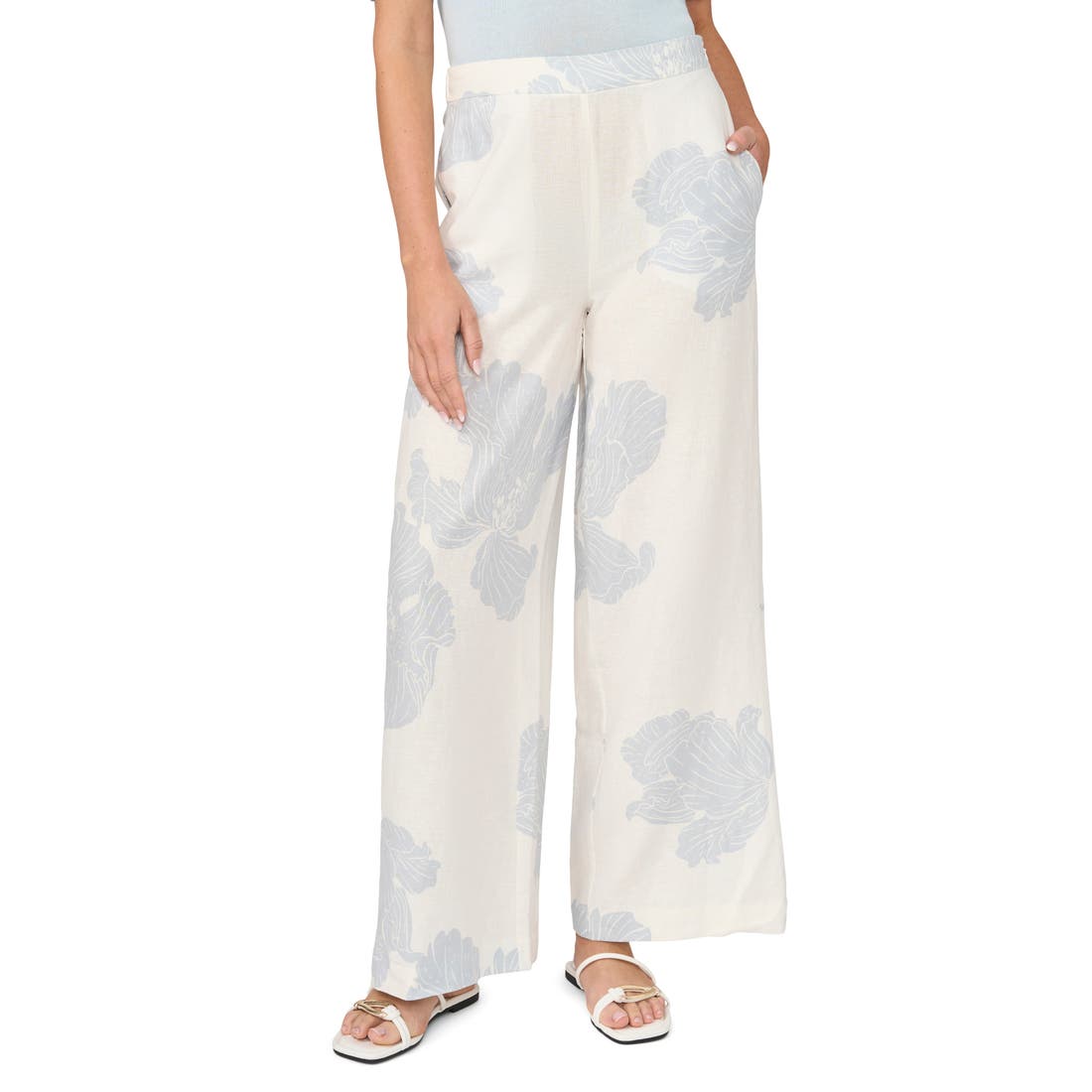 Halogen(r) ) Easy Wide Leg Linen Blend Pants