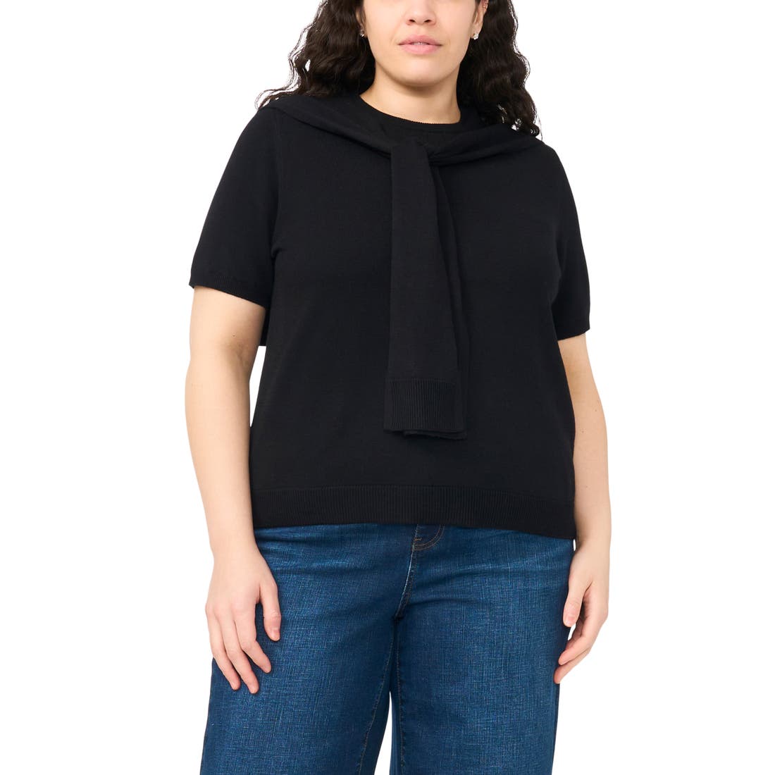 Halogen(r) ) Shoulder Wrap Short Sleeve Sweater