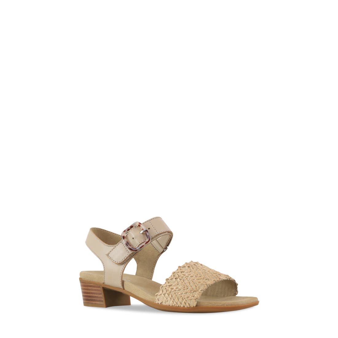Munro Leeland Ankle Strap Sandal - Multiple Widths Available in Cream Raffia/leather