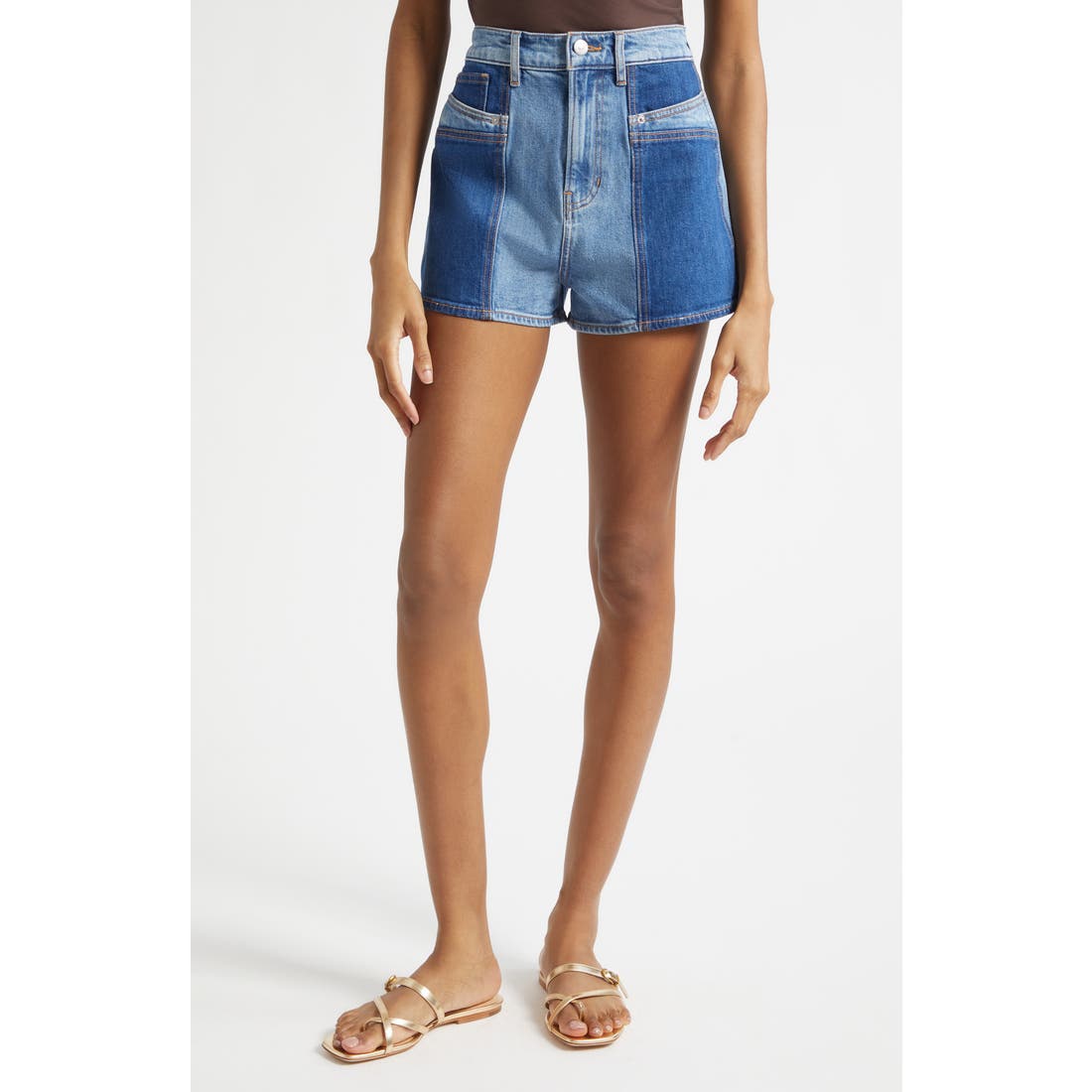 Veronica Beard Elijah Colorblock Denim Shorts