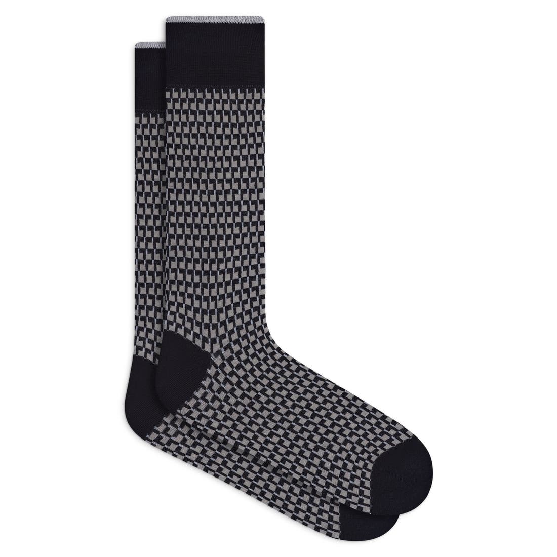 Bugatchi Check Mercerized Cotton Blend Dress Socks