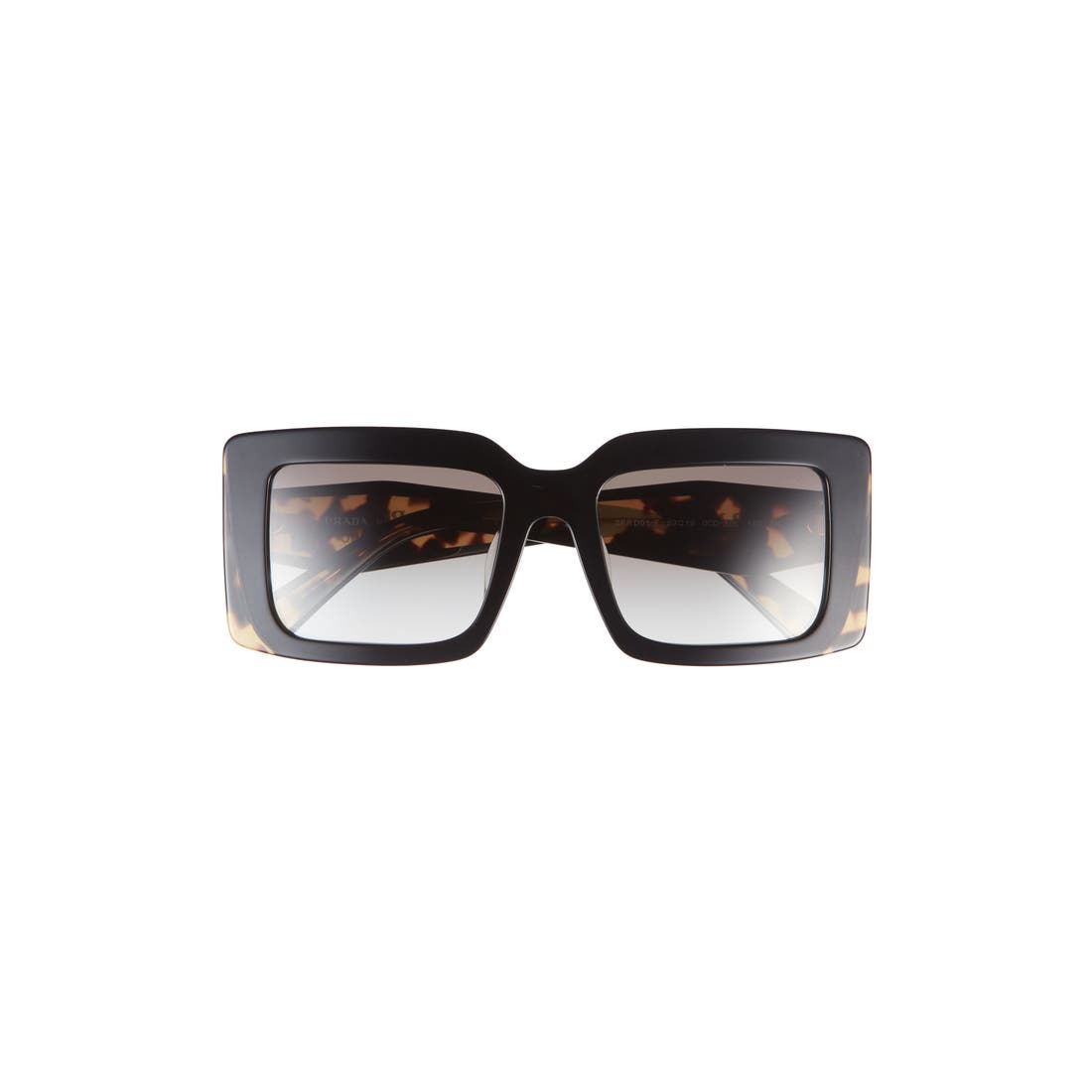 Prada 53mm Rectangular Sunglasses in Black/medium Tortoise/grey G