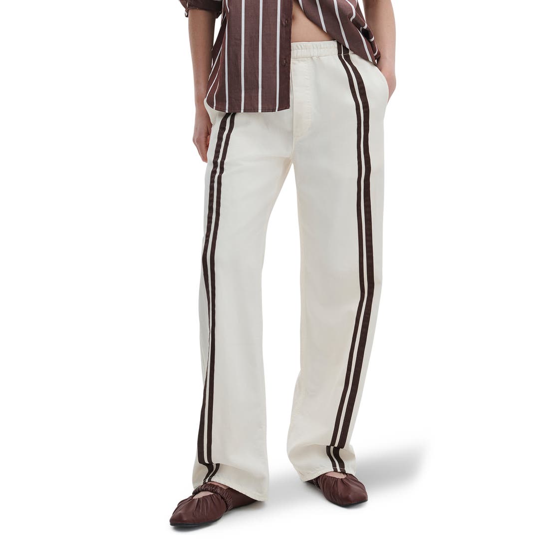 Rag & Bone Featherweight Logan Pull-On Wide Leg Track Pants