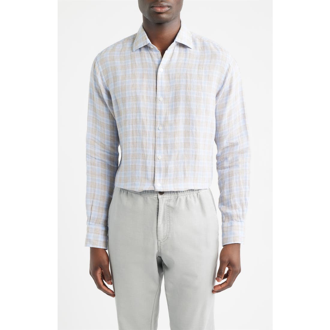 Peter Millar Milo Check Linen Button-Up Shirt