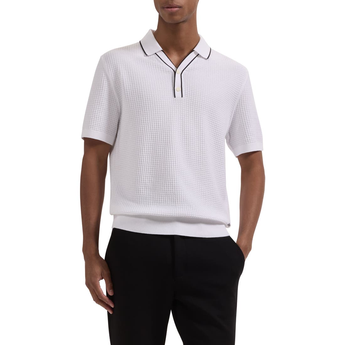 Bugatchi Waffle Stitch Polo Sweater
