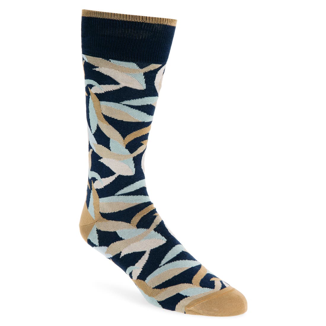 Bugatchi Leaf Print Mercerized Cotton Blend Dress Socks