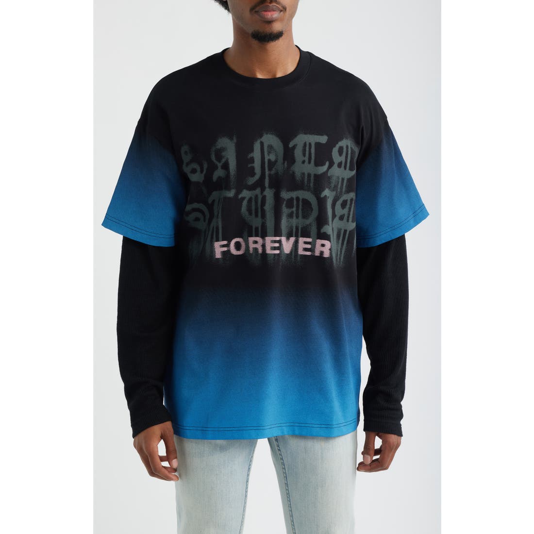Santo Studio Ryan Sheckler Edition Graphic Layered Long Sleeve Cotton T-Shirt