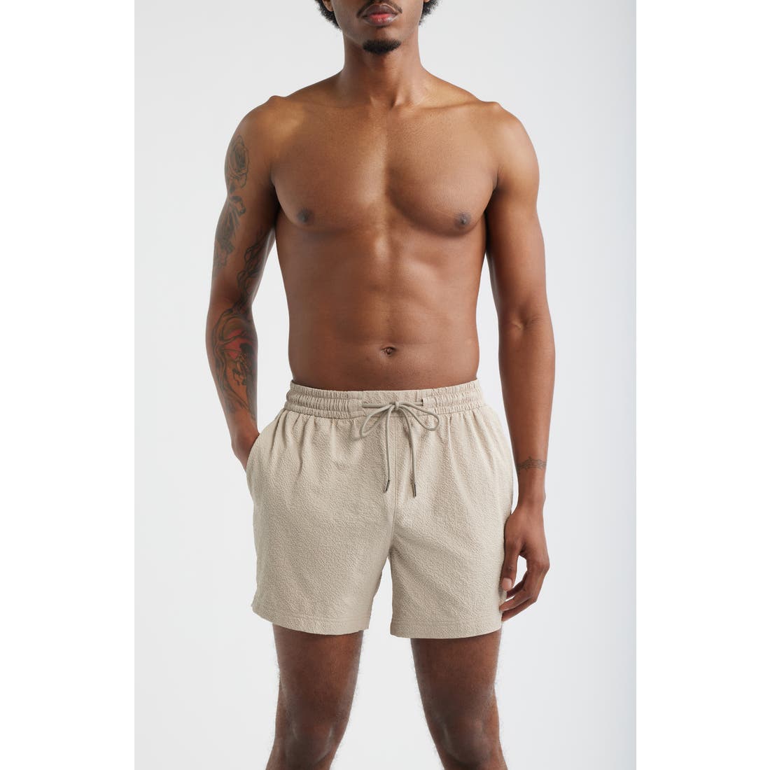 Boss Relax Seersucker Swim Trunks