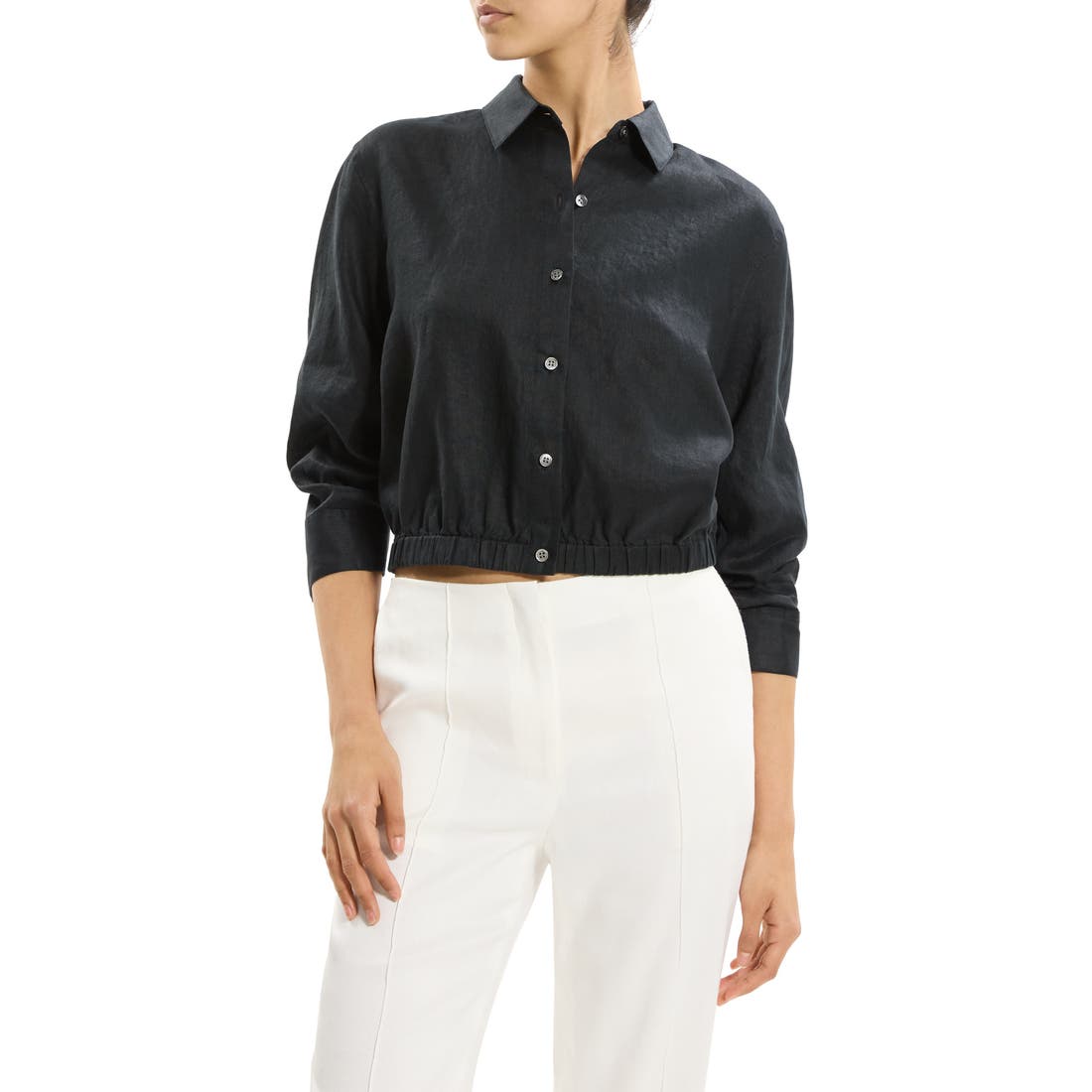 Theory Fixed Sleeve Linen Button-Up Shirt