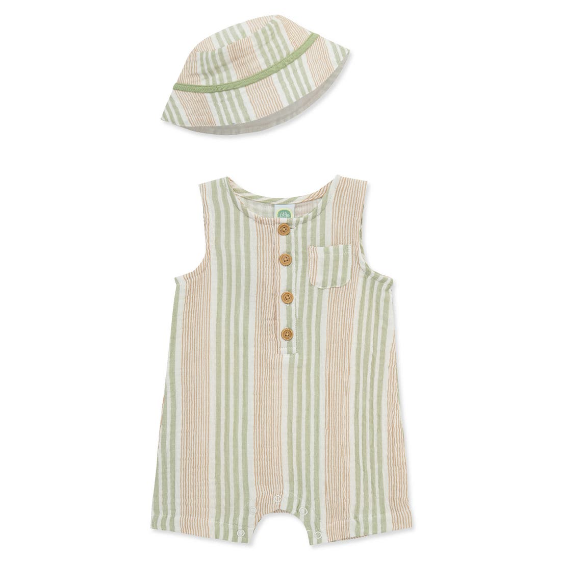 Little Me Stripe Romper & Hat Set