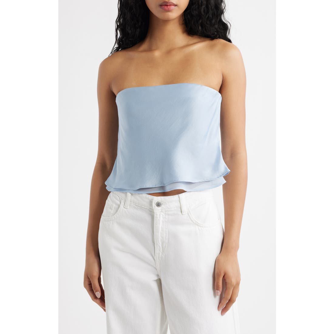 Mango Azur Strapless Crop Top