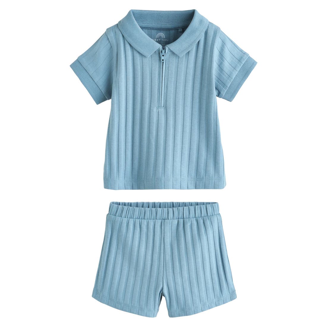 Next Rib Zip Polo & Shorts Set