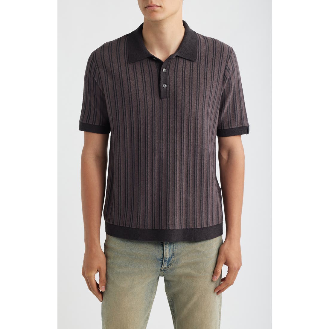 Rag & Bone Zuma Stripe Terry Cloth Polo