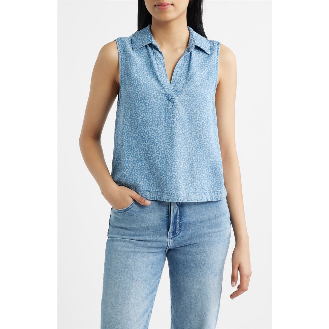 Cloth & Stone Print Johnny Collar Top