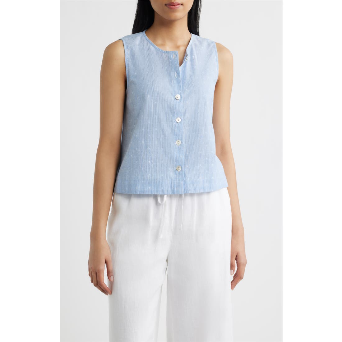 Cloth & Stone Clip Dot Button Front Top