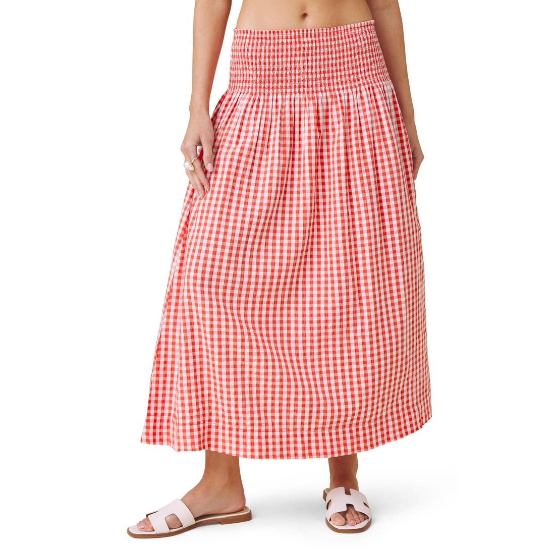 Splendid Gigi Gingham A-Line Skirt in Firework/white