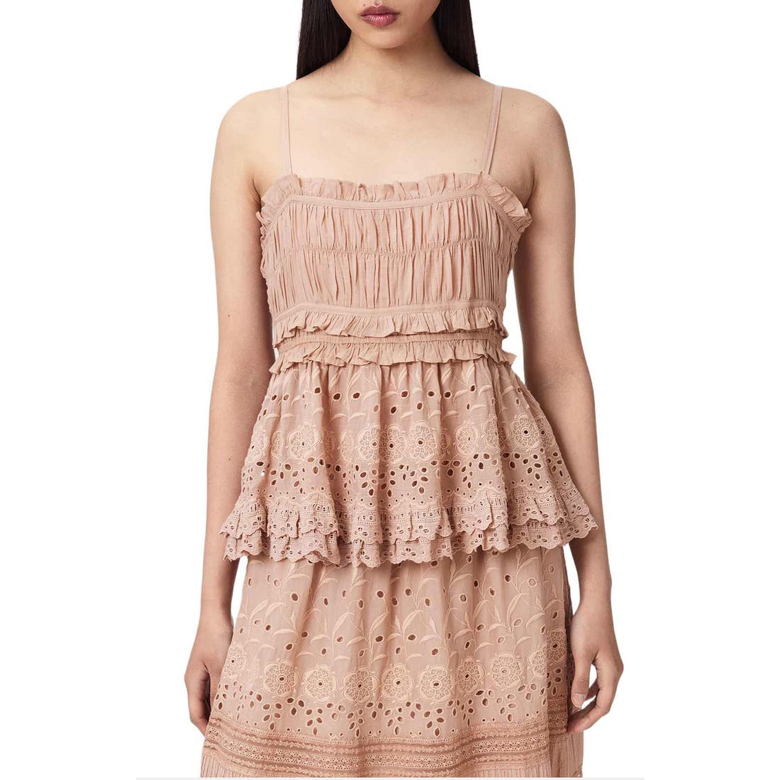 Allsaints Camille Ruffle Eyelet Top
