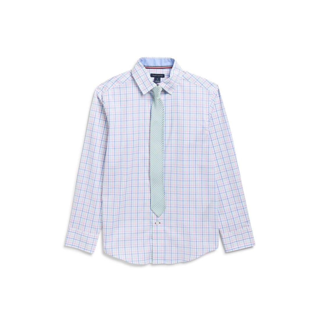 Nordstrom Rack Tommy Hilfiger Kids' Tribeca Check Stretch Dress Shirt with Tie in Prism Pink available now at Liberty Tree Mall Nordstrom Rack Tommy Hilfiger Kids' Tribeca Check Stretch Dress Shirt with Tie in Prism Pink available now at Liberty Tree Mall