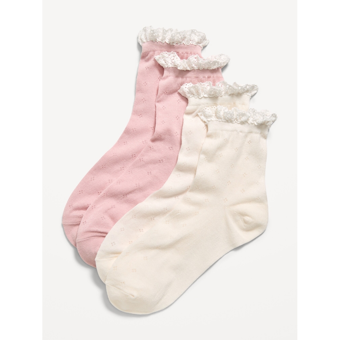Old Navy Women's Lace-Trim Crew Sock 2-Pack