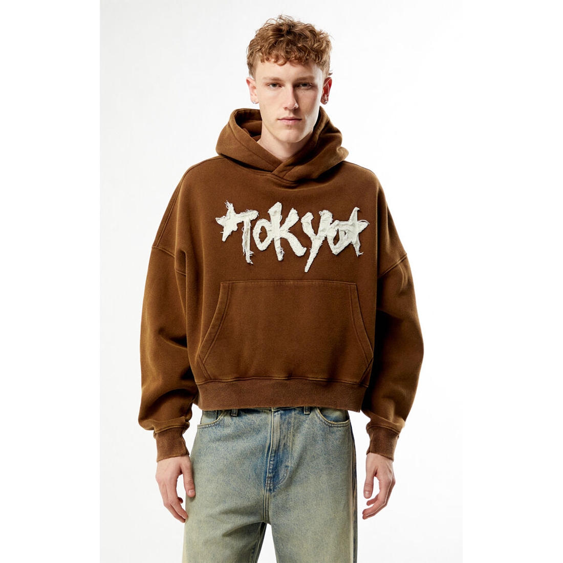 Pacsun Tokyo Raw Applique Cropped Hoodie available now at Houston