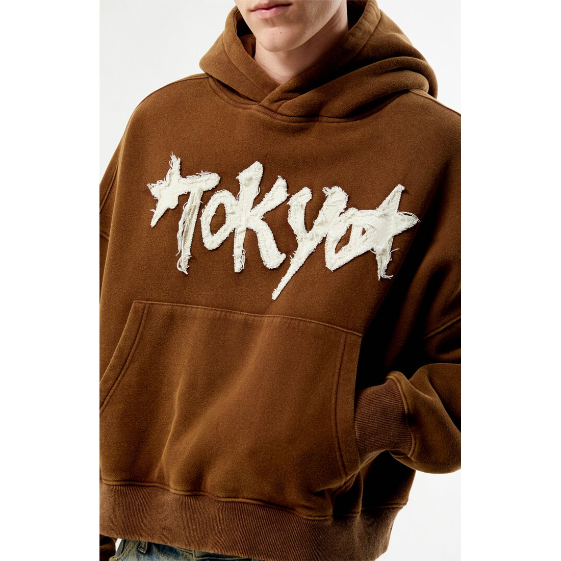 Pacsun Tokyo Raw Applique Cropped Hoodie available now at Houston