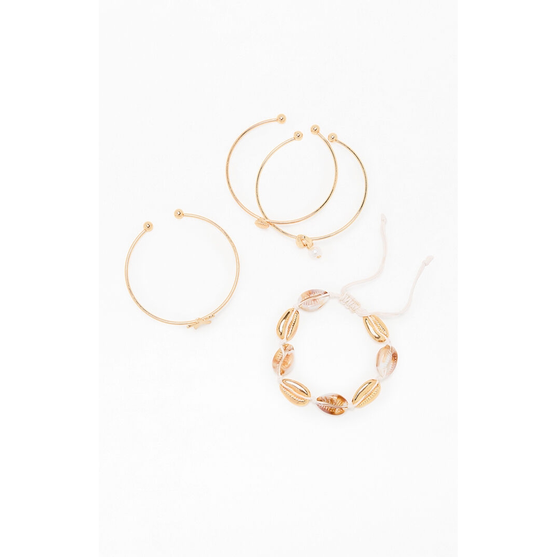 PacSun 4 Pack Mixed Shell Metal Bracelets
