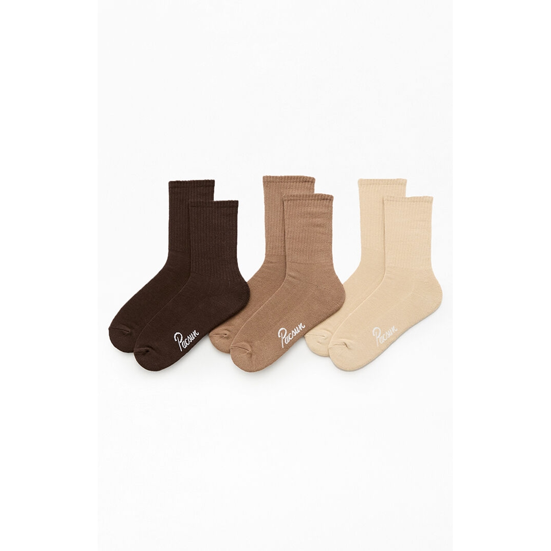 PacSun 3 Pack Neutral Crew Socks