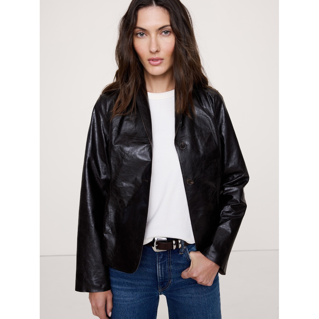Banana Republic Women's 90S Leather Blazer available now at King