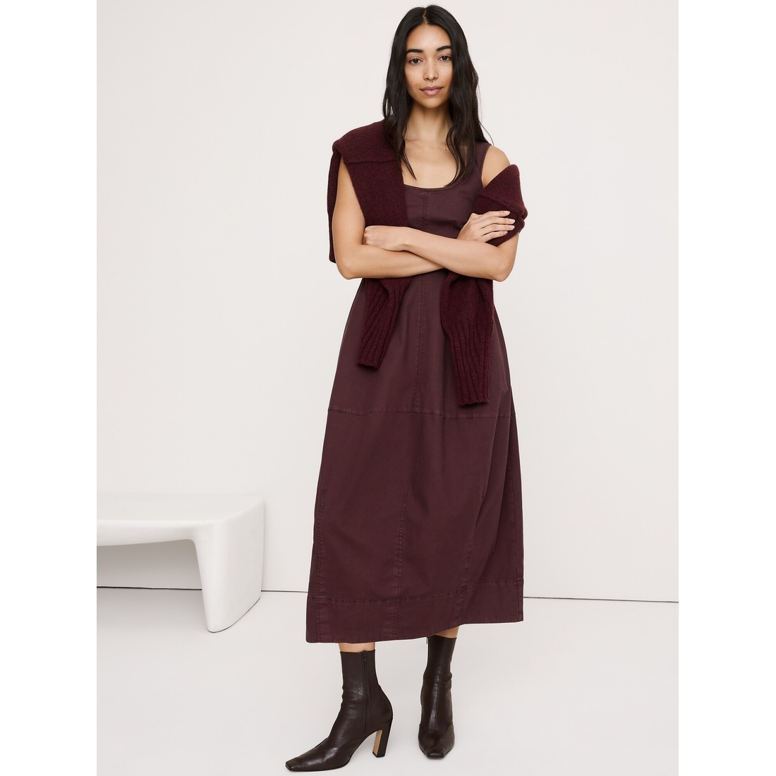 white christmas dresses Cotton Canvas Boatneck Dress – La Garçonne main image 0