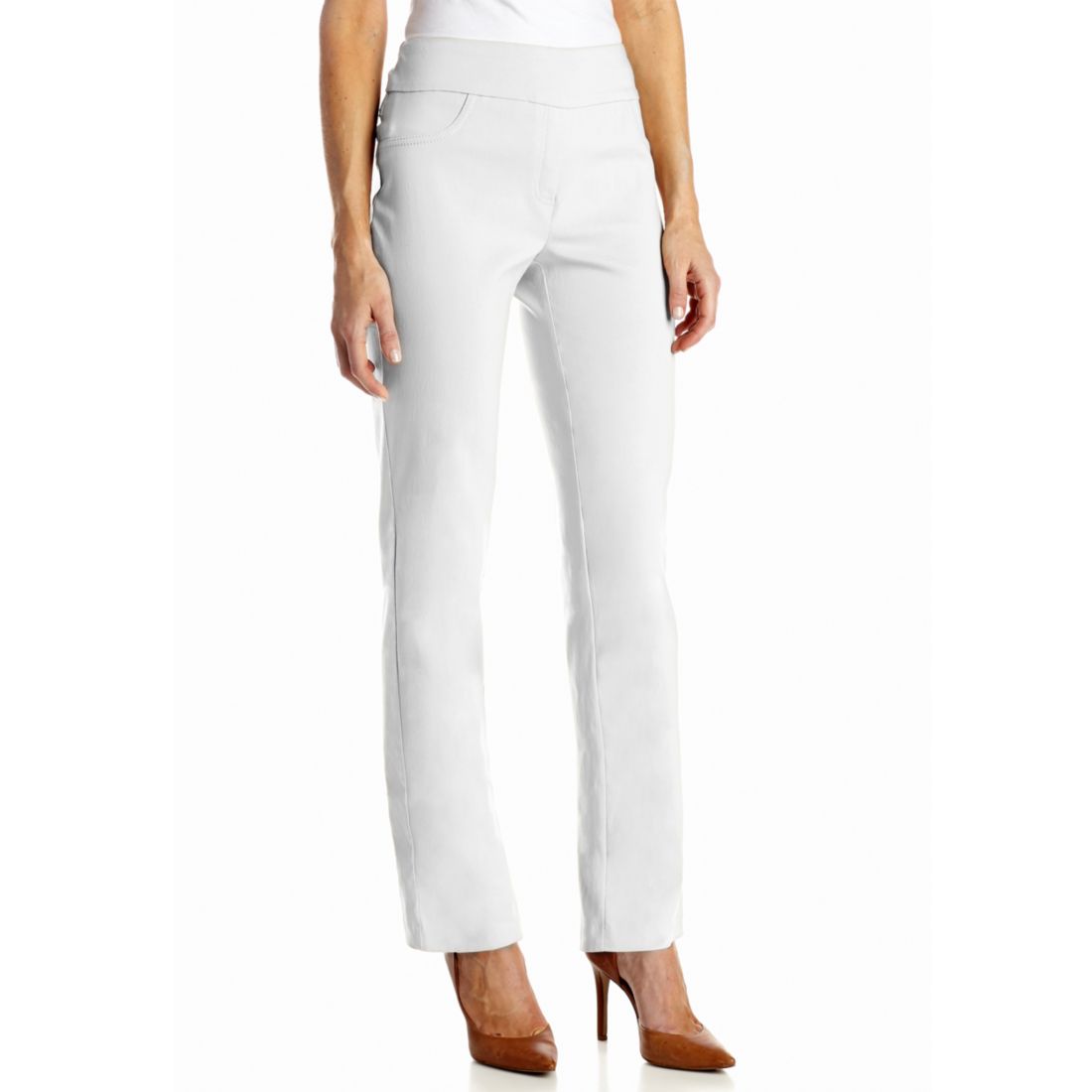 Ruby Rd Women's Petite Mid-Rise Pull-On Straight Solar Millenium Tech Ankle Pants