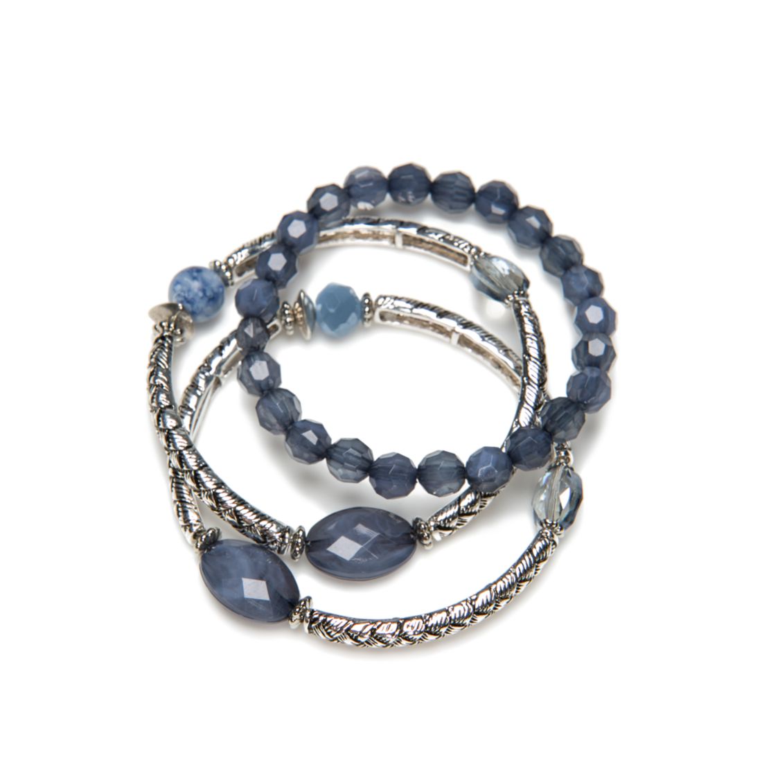 Ruby Rd Silver-Tone 3 Row Stretch Bracelet