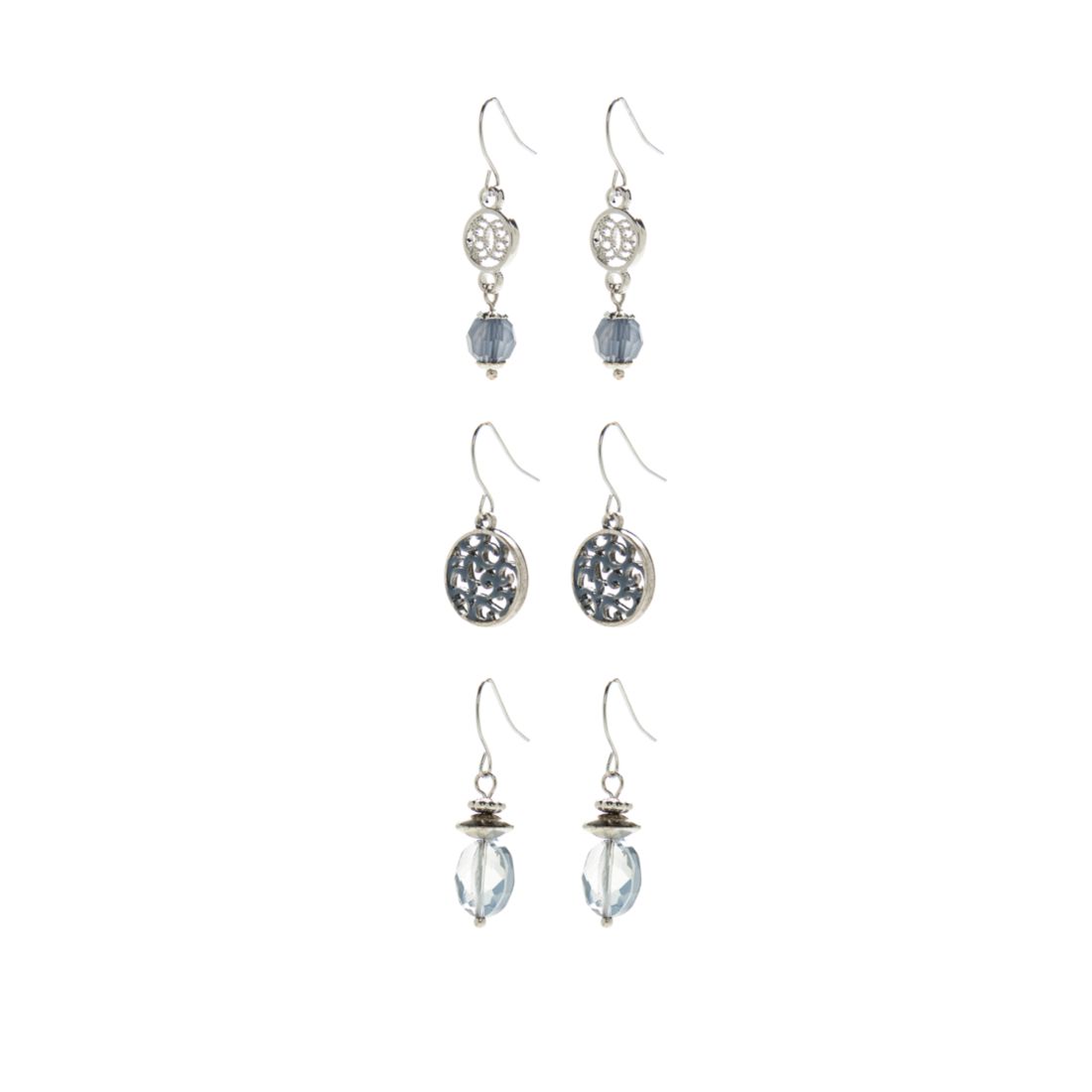 Ruby Rd Silver-Tone Set of 3 Drop Earrings