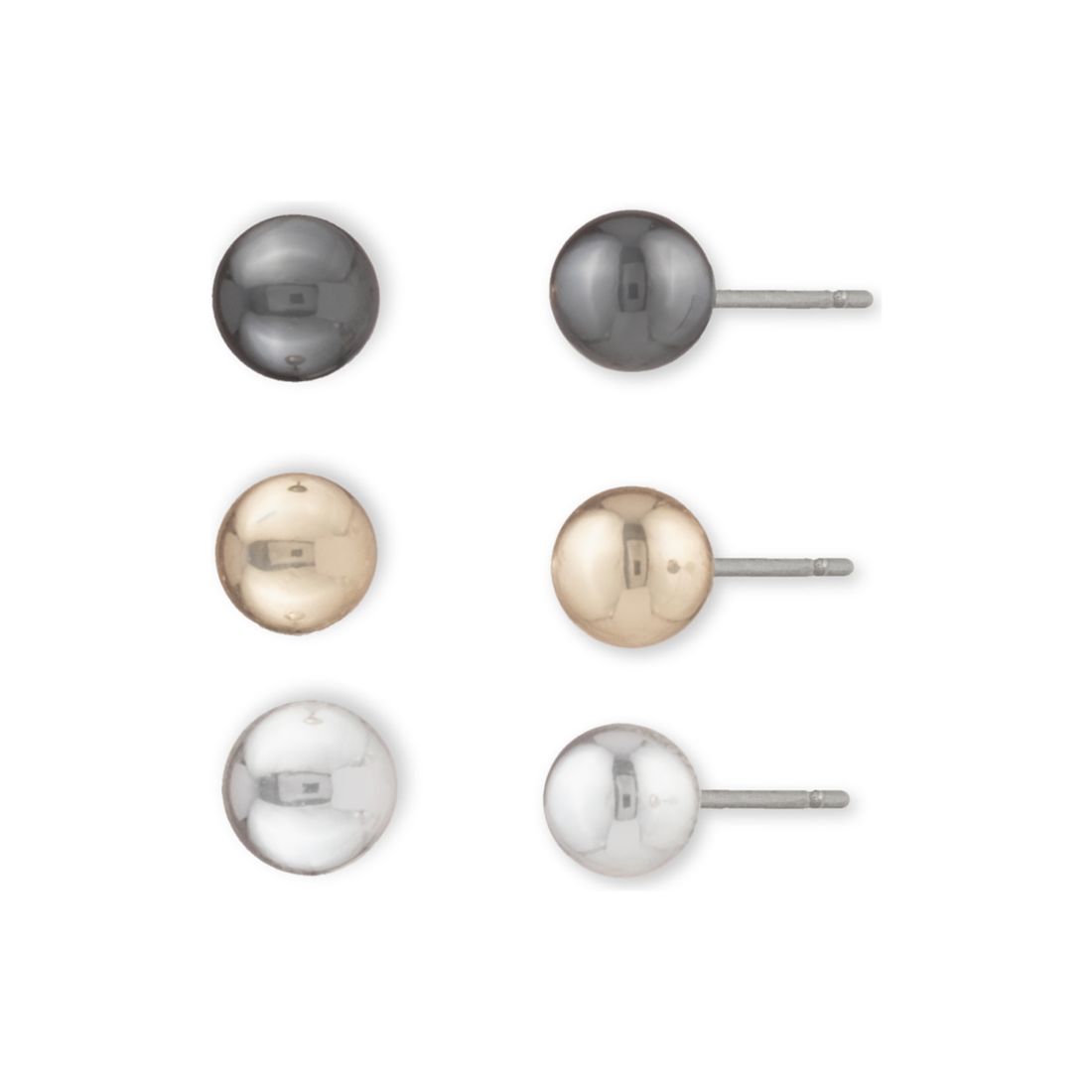 DKNY Tri Tone Stud Earring Set