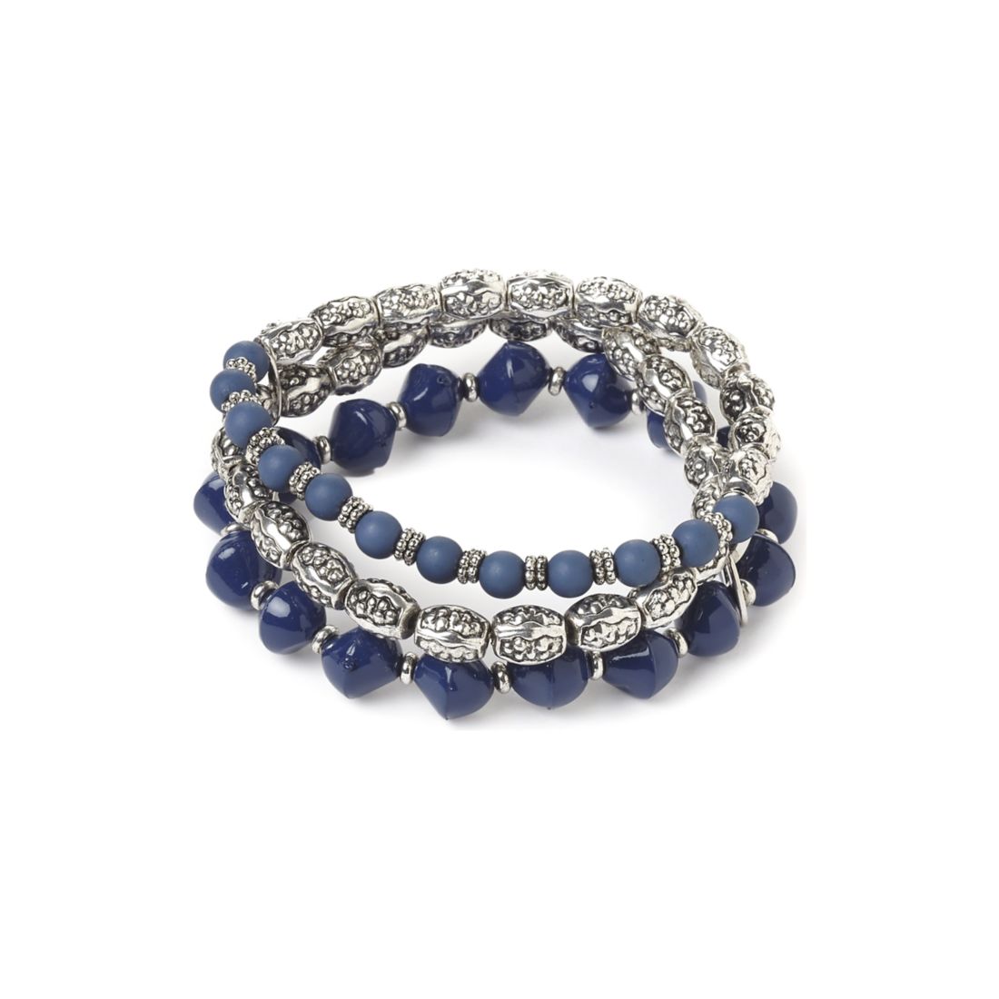 Ruby Rd Set of 3 Blue Beaded Stretch Bracelets