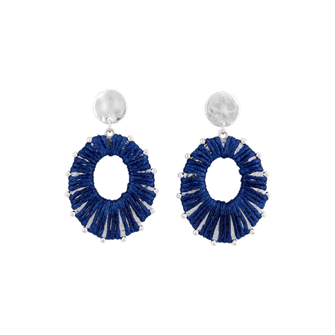 Wonderly Thread Wrapped Open Oval Post Drop Earrings