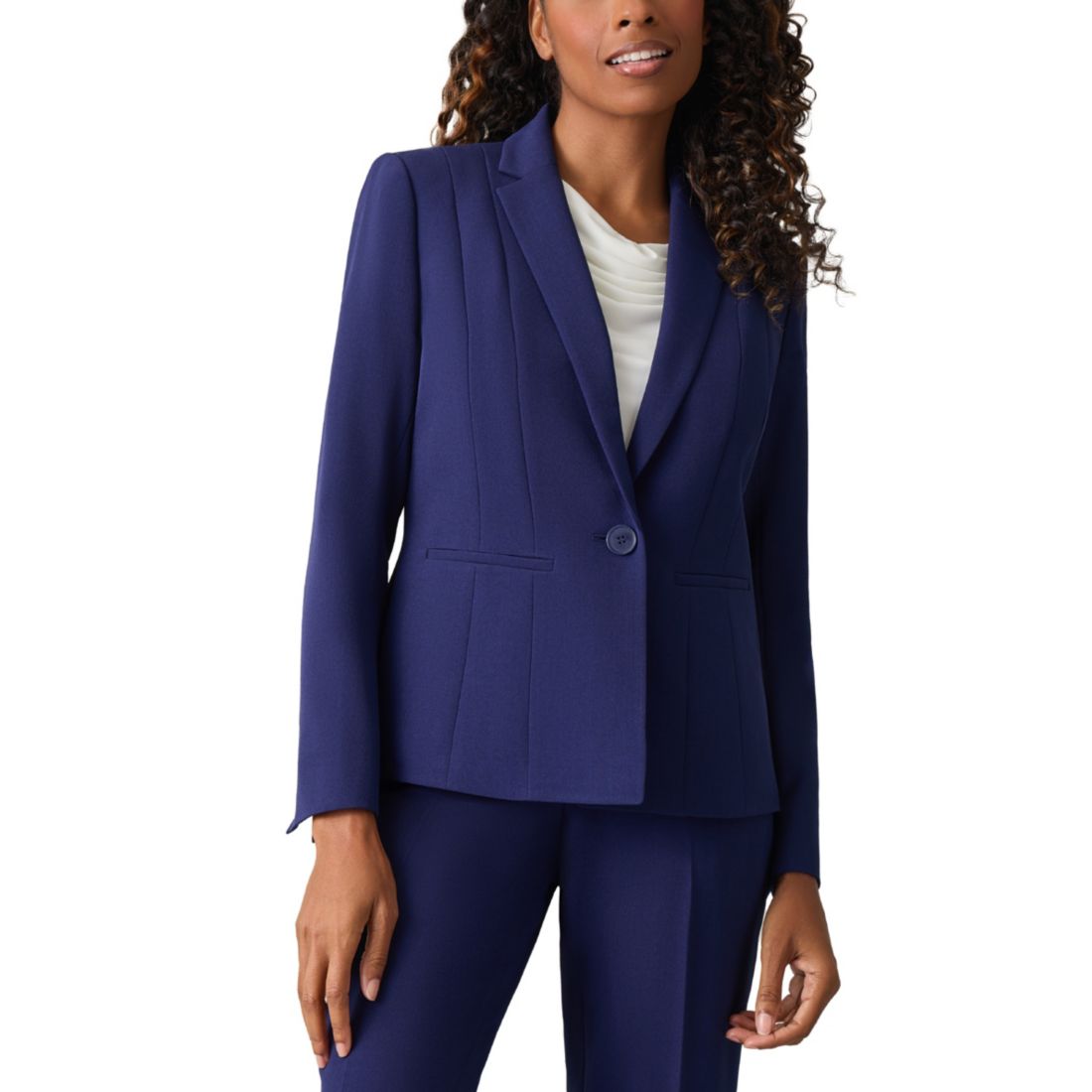Kasper Women's Stretch Crepe One Button Panel Seamed Jacket