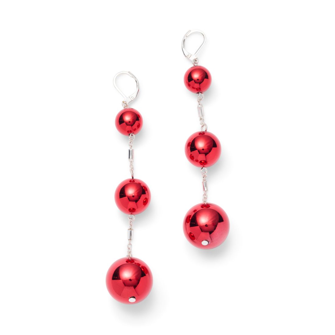 Belk Crimson Cascade Red Triple Drop Linear Statement Earrings