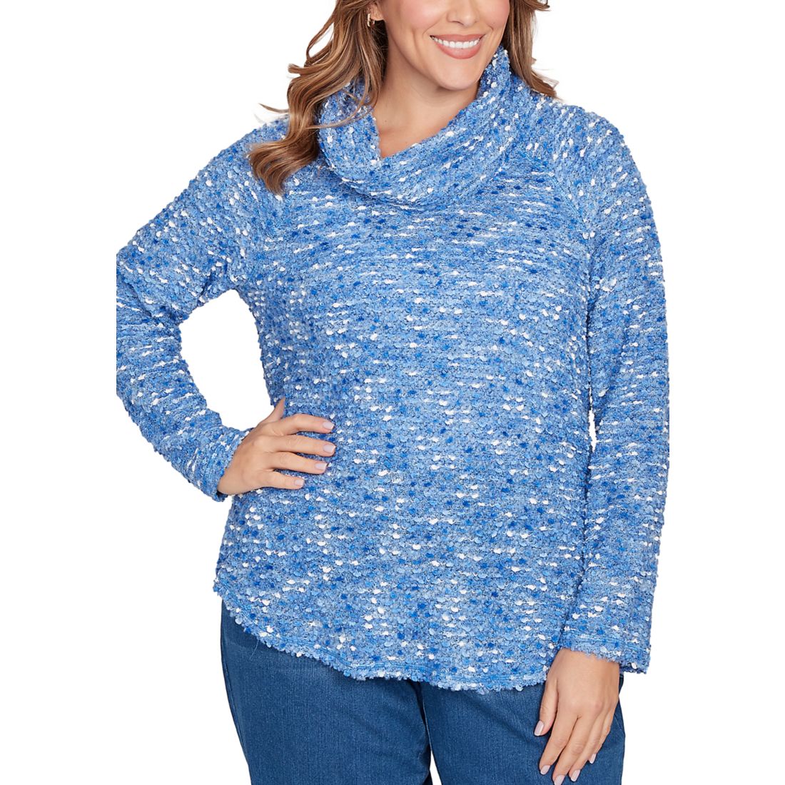 Ruby Rd Women's Plus Size Cowl Neck Nubby Boucle Top