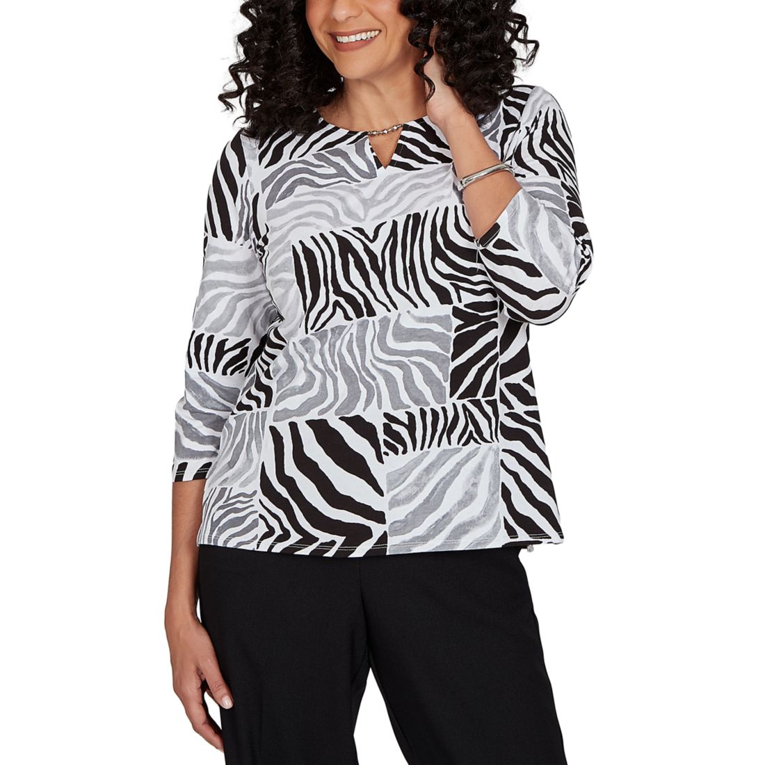 Alfred Dunner Women's Missy Key Items Zebra Patchwork
