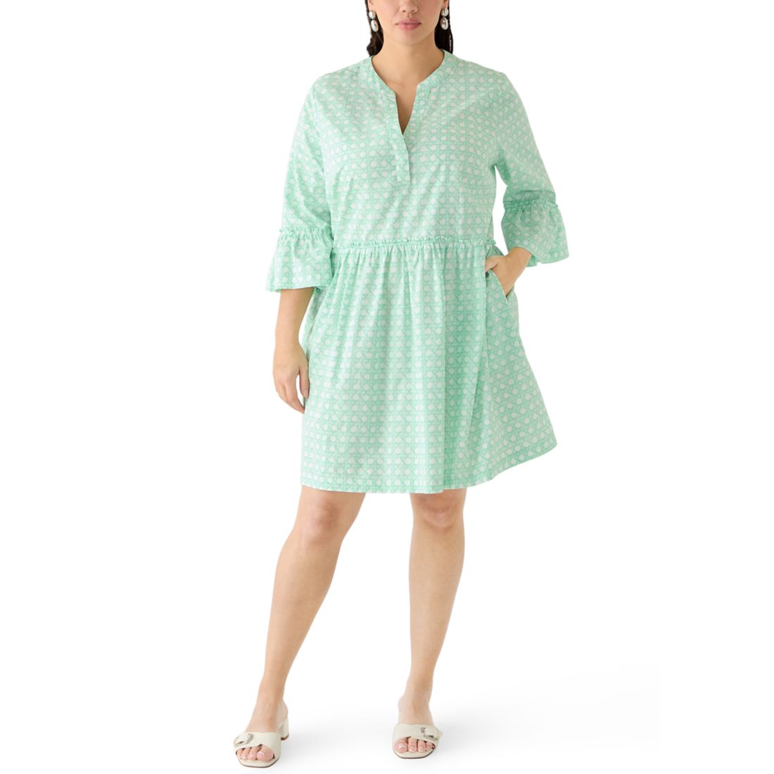 Belk Crown & Ivy Women's Plus Size 3/4 Sleeve Flounce Tiered Dress  available now at Apple Blossom Mall