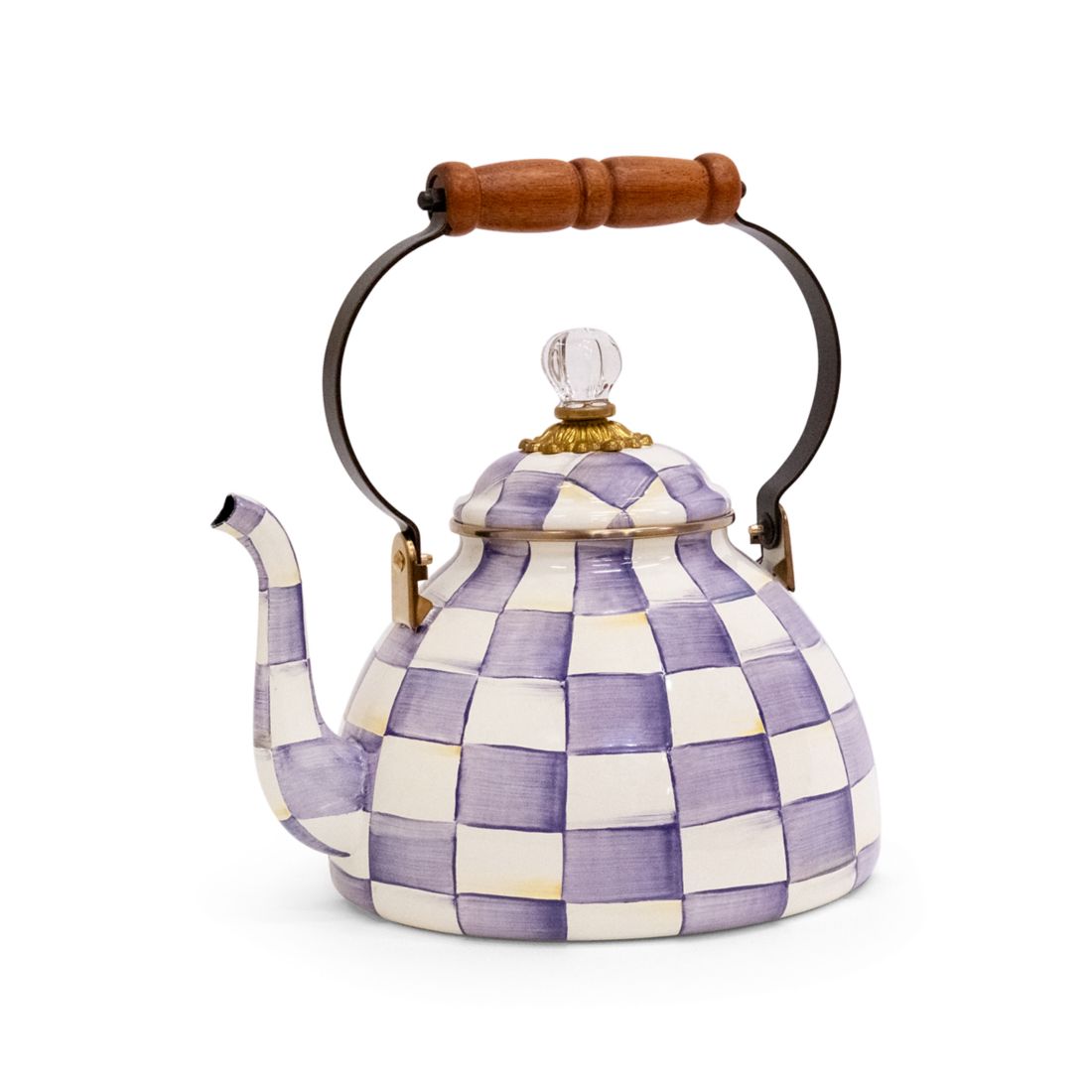 Mackenzie-childs Violet Check 3 Quart Tea Kettle