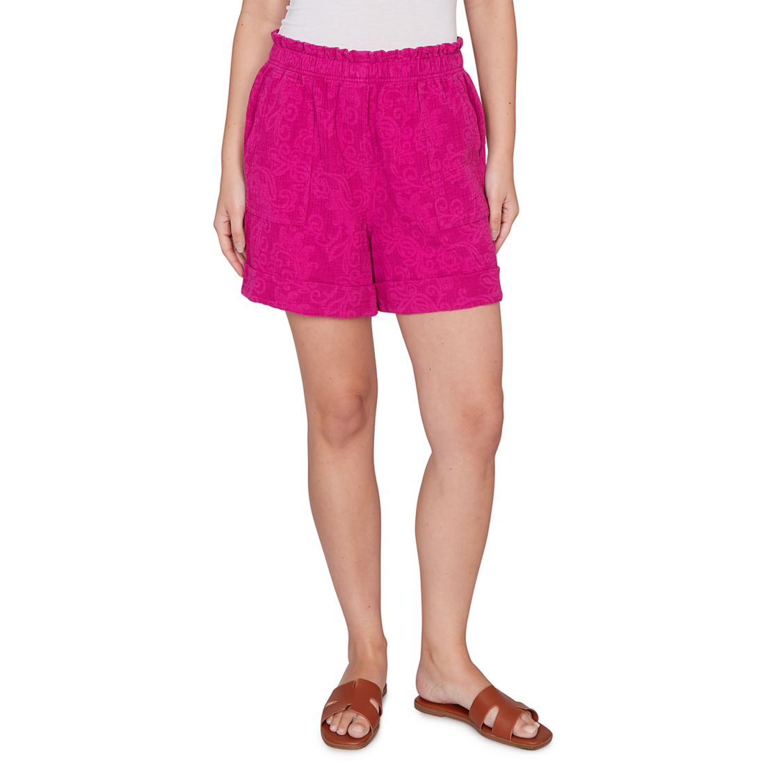 Ruby Rd Women's Paisley Embossed Gauze Shorts