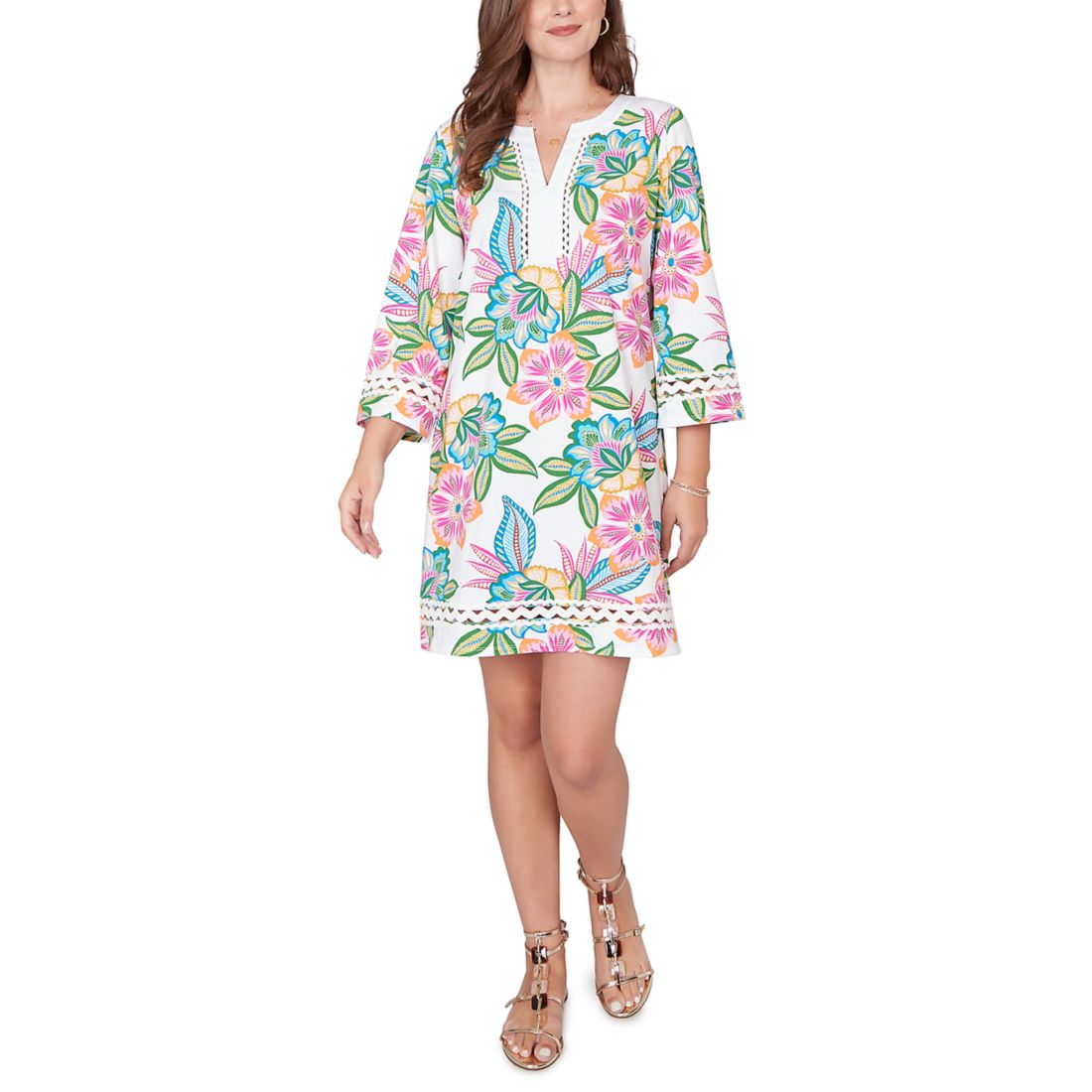 Belk Ruby Rd Women's Bold Tropical Solid Trim Shift Dress available now at The Avenues Belk Ruby Rd Women's Bold Tropical Solid Trim Shift Dress available now at The Avenues