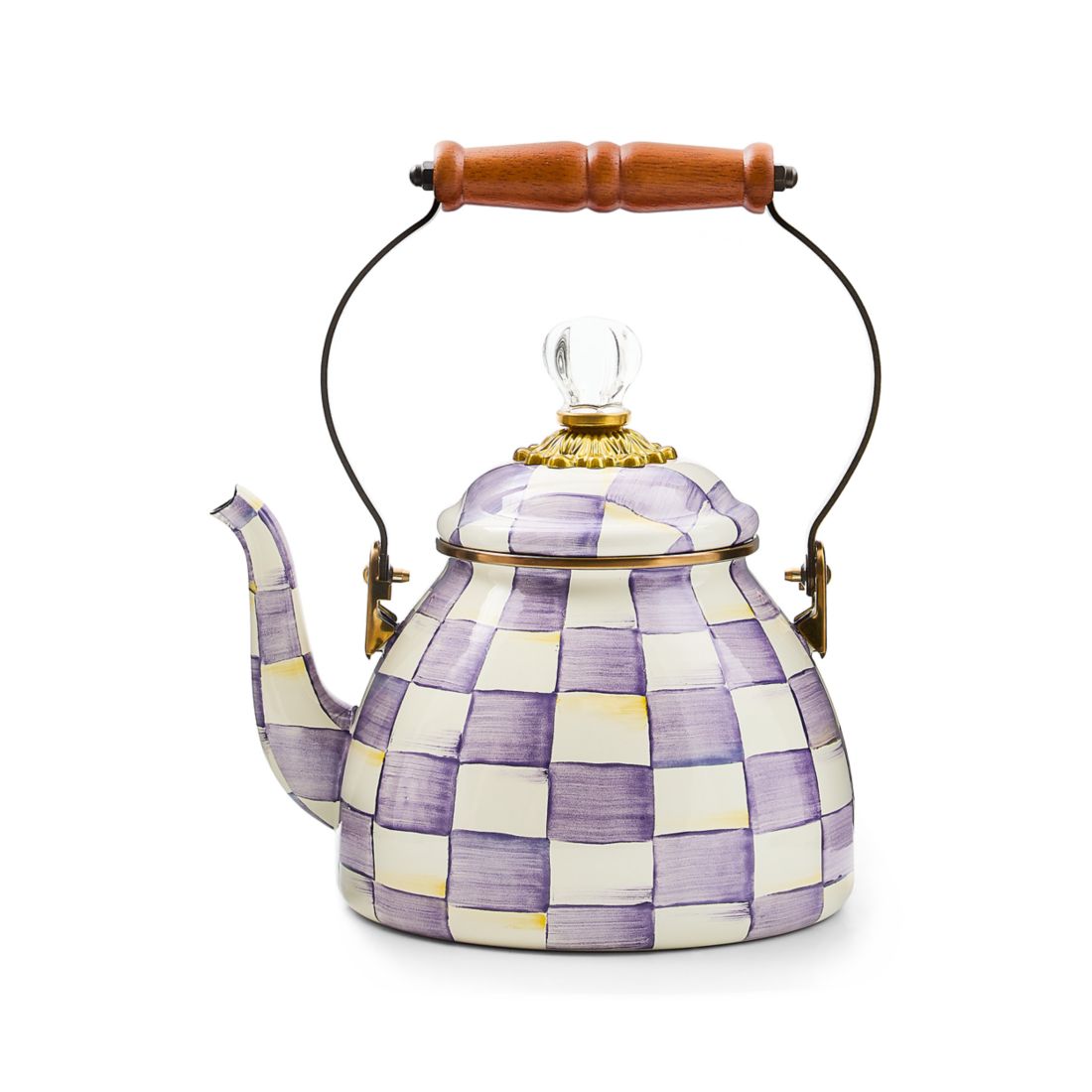 Mackenzie-childs Violet Check 2 Quart Tea Kettle